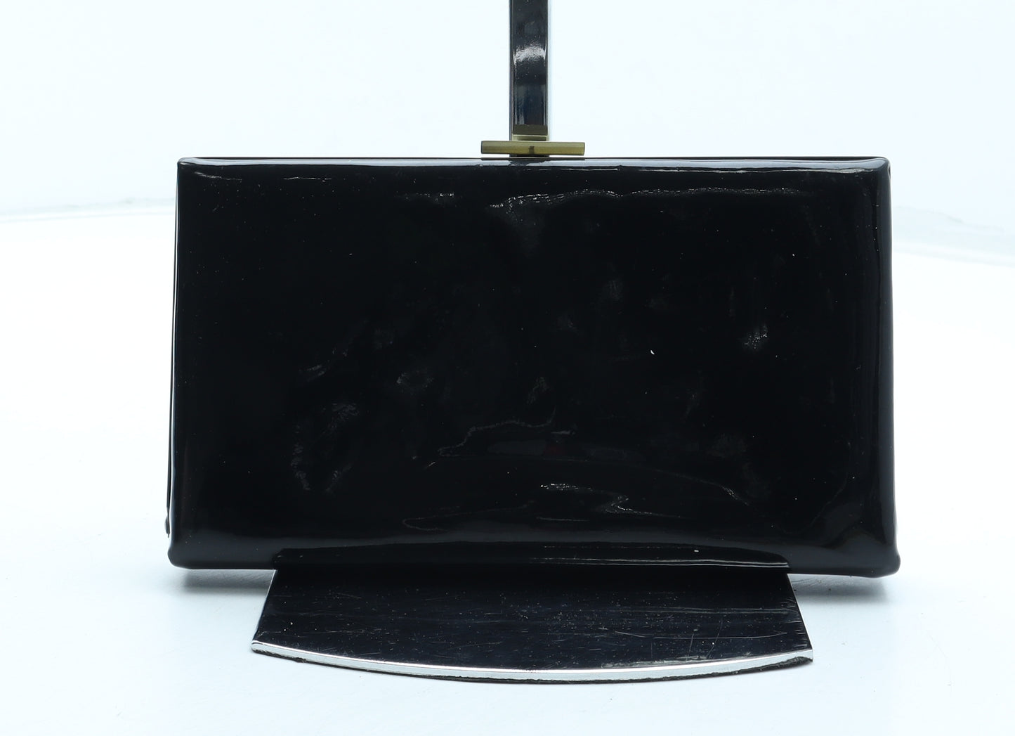 Preworn Womens Black Polyurethane Clutch Size Small