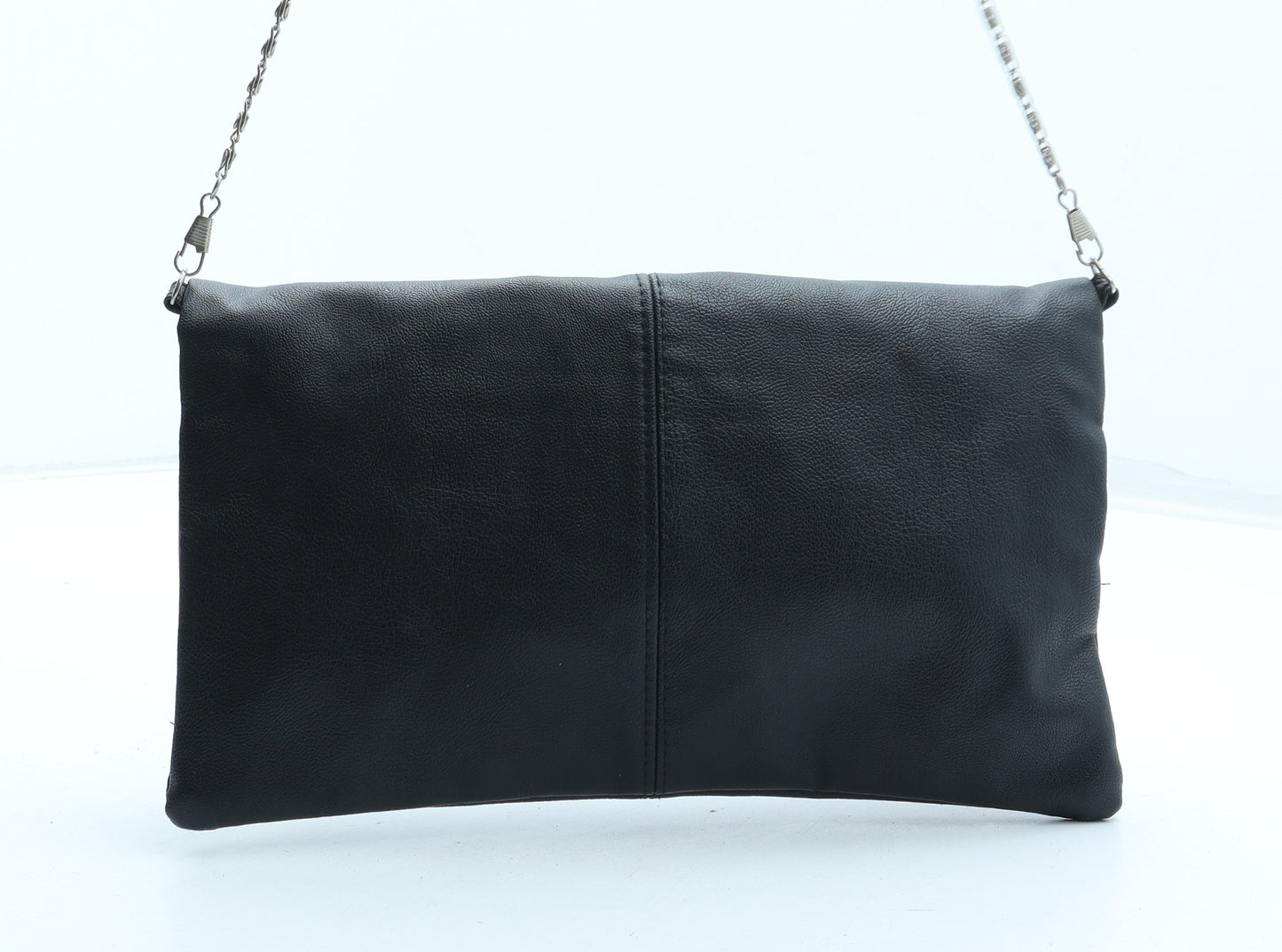 Bjoux Terner Womens Black Polyurethane Clutch Size Small