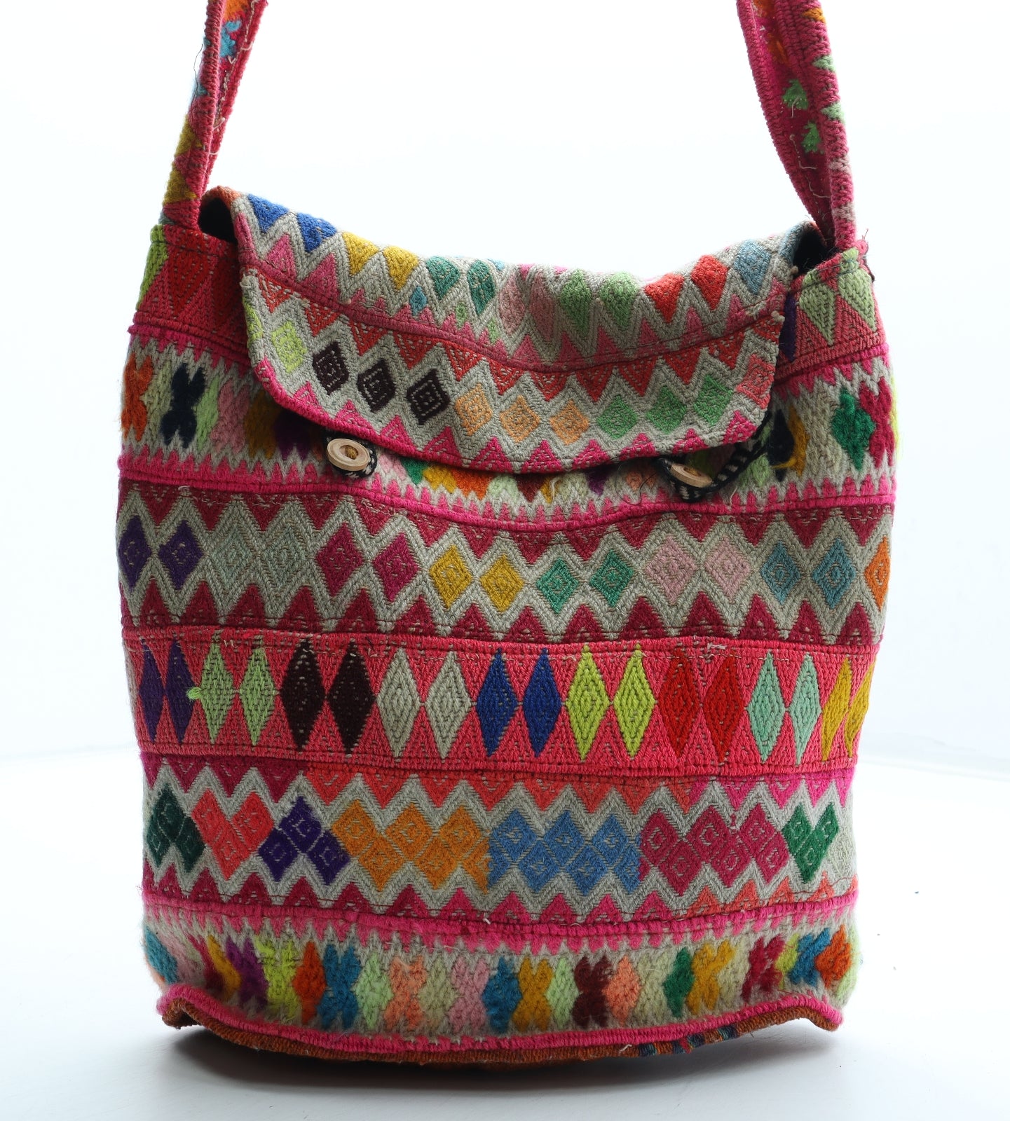 Preworn Womens Multicoloured Geometric Polyester Crossbody Size Medium