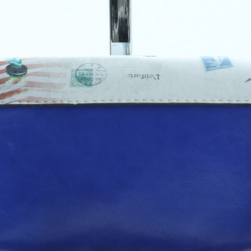 Preworn Womens Blue Geometric Polyurethane Shoulder Bag Size Small - New York City
