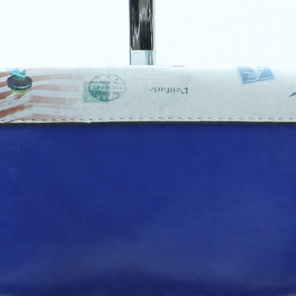 Preworn Womens Blue Geometric Polyurethane Shoulder Bag Size Small - New York City