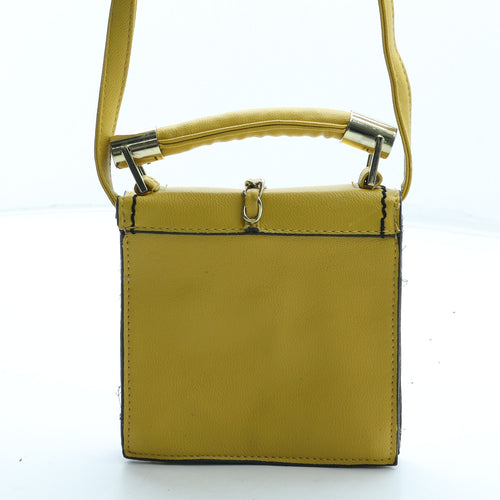 Atmosphere Womens Yellow Solid Polyurethane Crossbody Size Small - Padlock Detail
