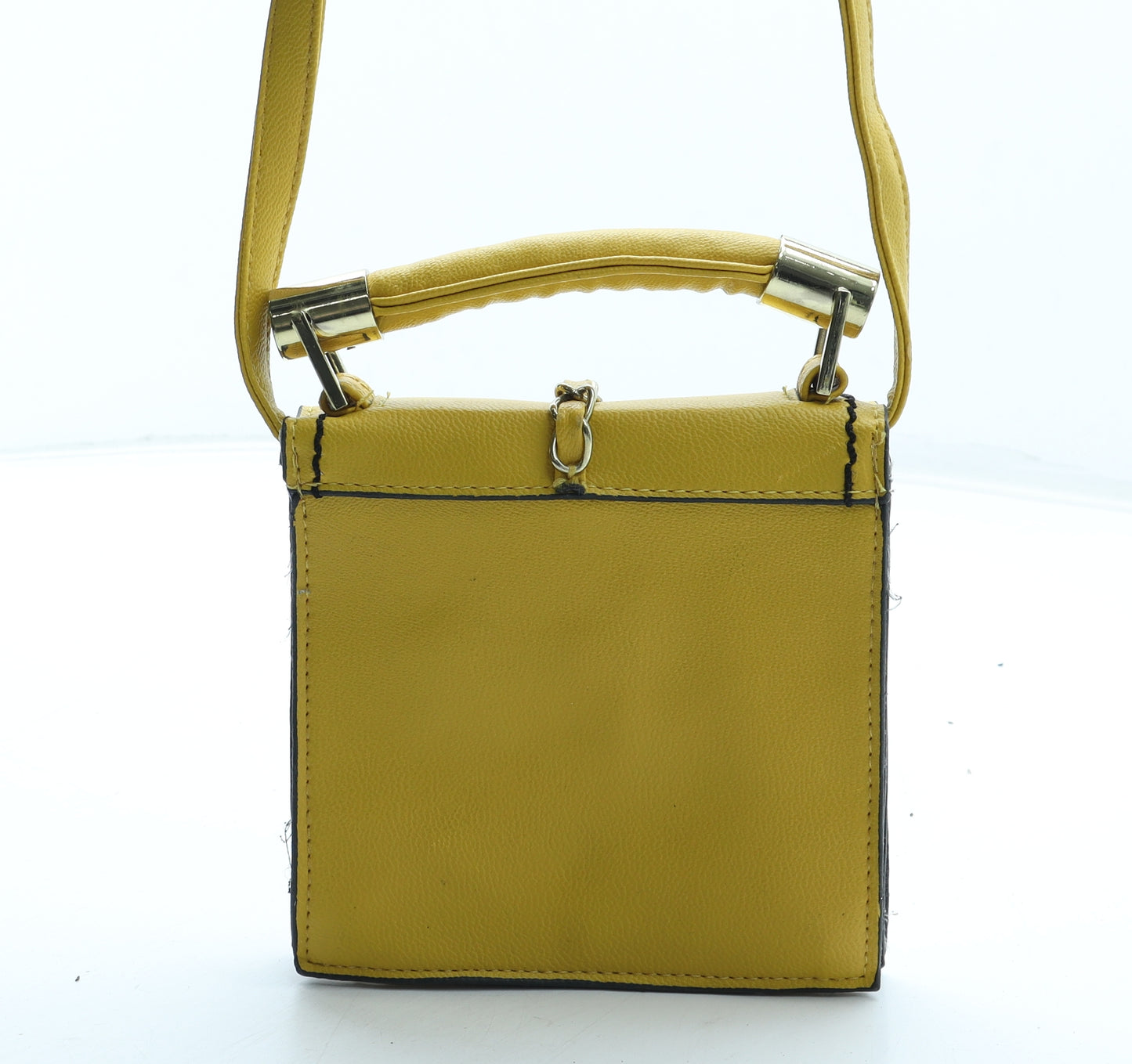 Atmosphere Womens Yellow Solid Polyurethane Crossbody Size Small - Padlock Detail
