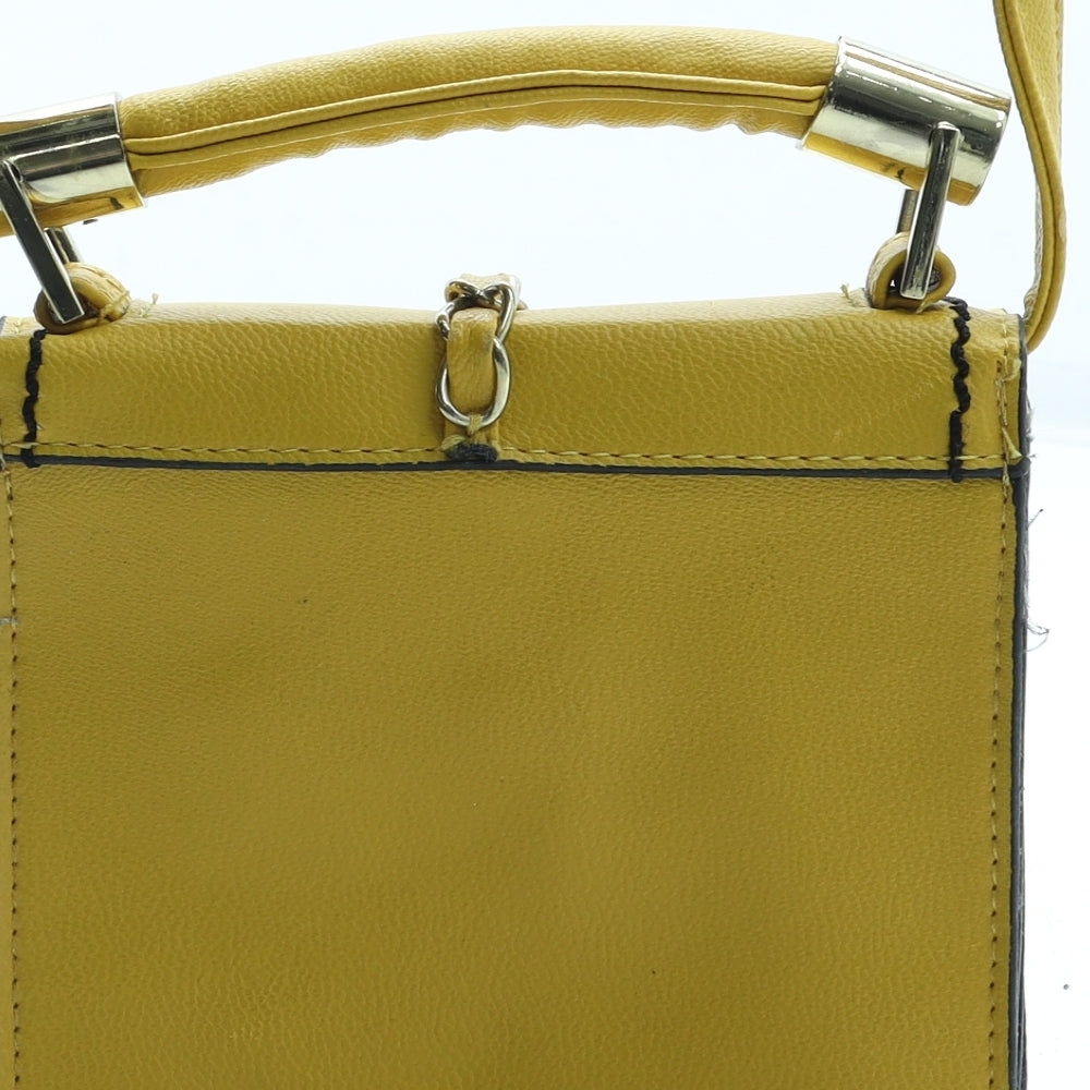 Atmosphere Womens Yellow Solid Polyurethane Crossbody Size Small - Padlock Detail