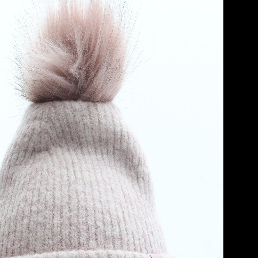 NEXT Girls Pink Acrylic Bobble Hat Size S - Size 7-10 Years