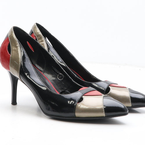 Ravel Womens Black Colourblock Leather Court Heel UK