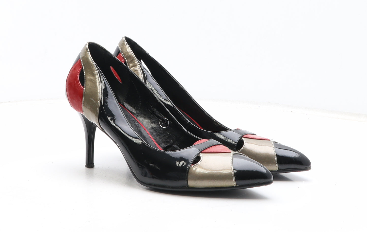 Ravel Womens Black Colourblock Leather Court Heel UK