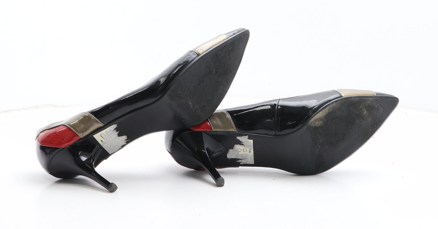Ravel Womens Black Colourblock Leather Court Heel UK