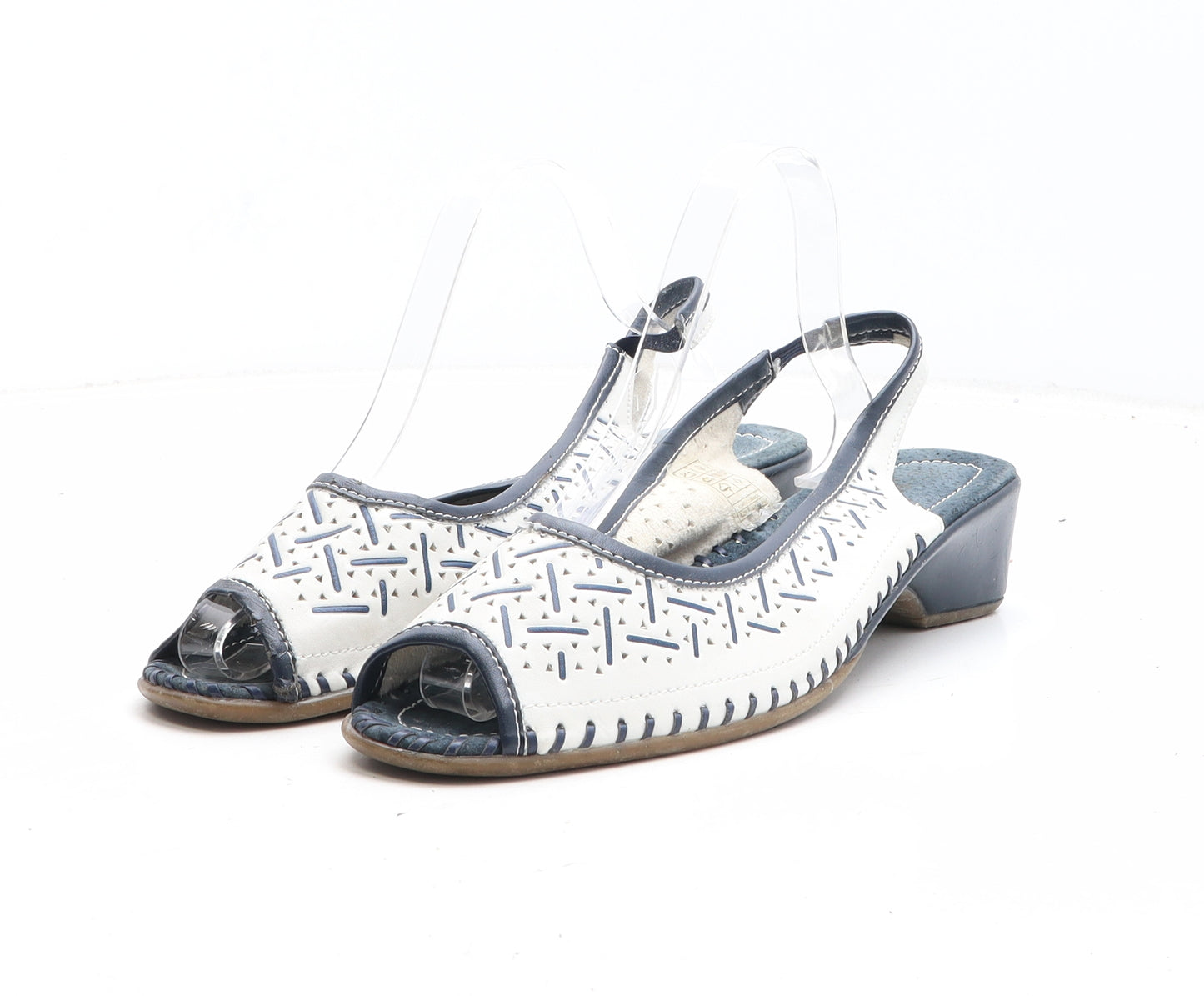 Damart Womens White Geometric Synthetic Slingback Heel UK