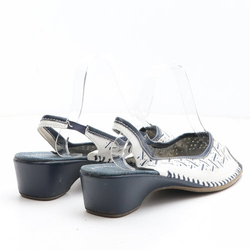 Damart Womens White Geometric Synthetic Slingback Heel UK