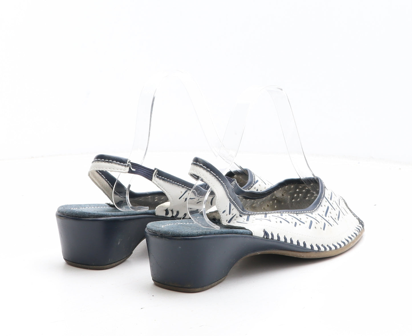 Damart Womens White Geometric Synthetic Slingback Heel UK