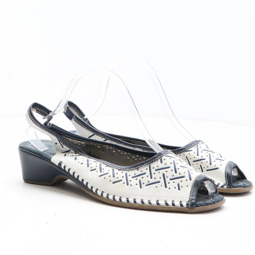 Damart Womens White Geometric Synthetic Slingback Heel UK