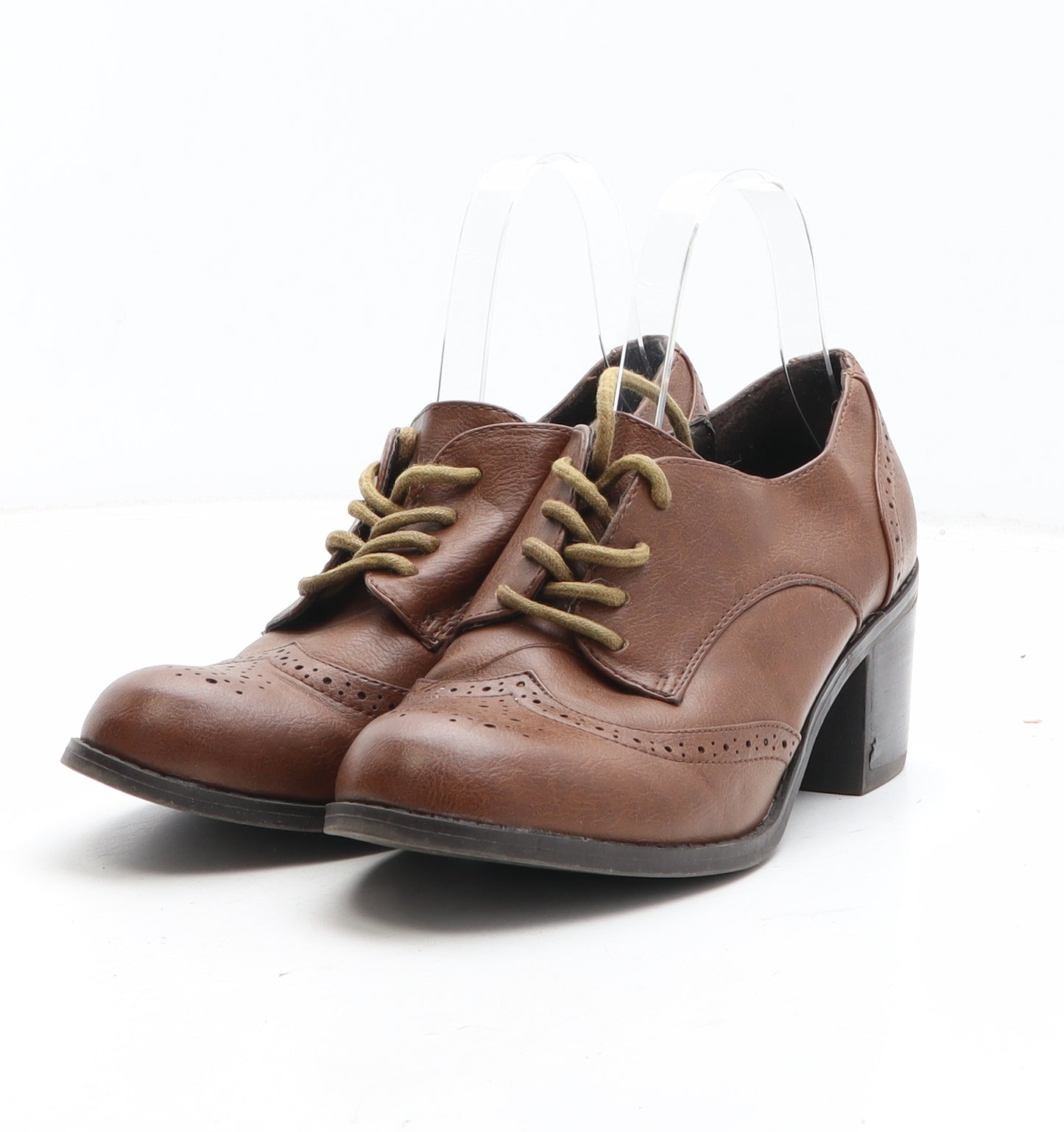 OFFICE Womens Brown Synthetic Slip On Boot UK - Brogue Style