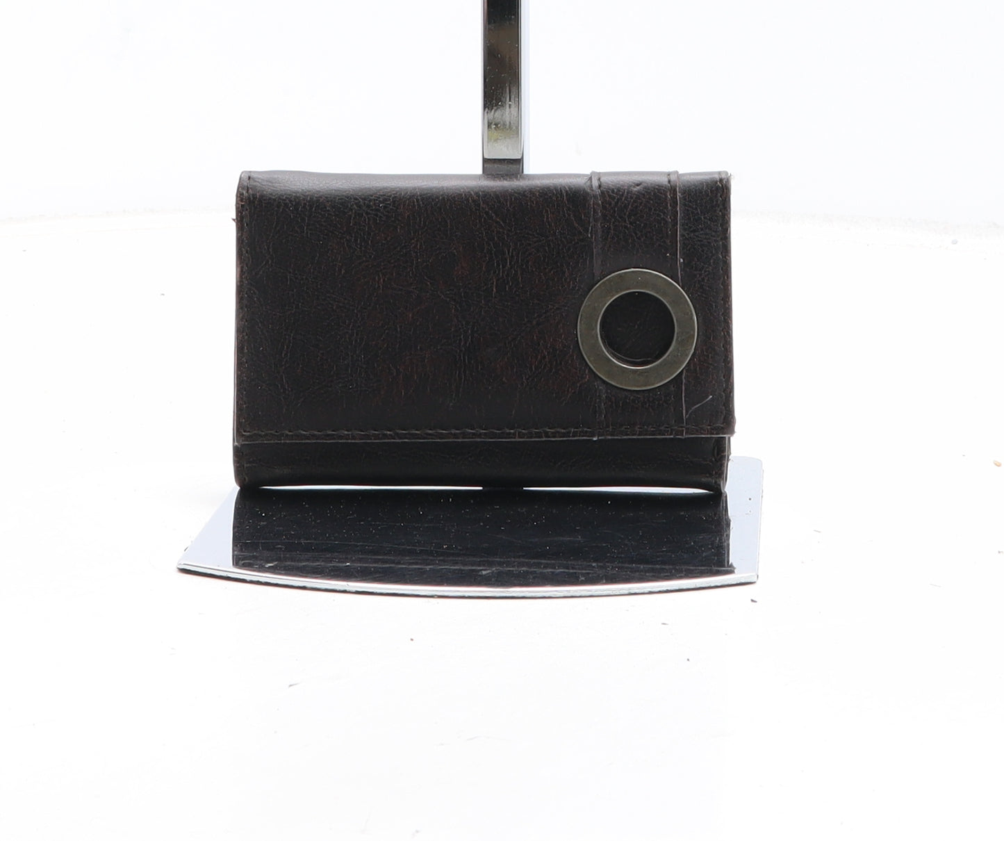 Preworn Womens Brown Leather Bow Tie Wallet Size S