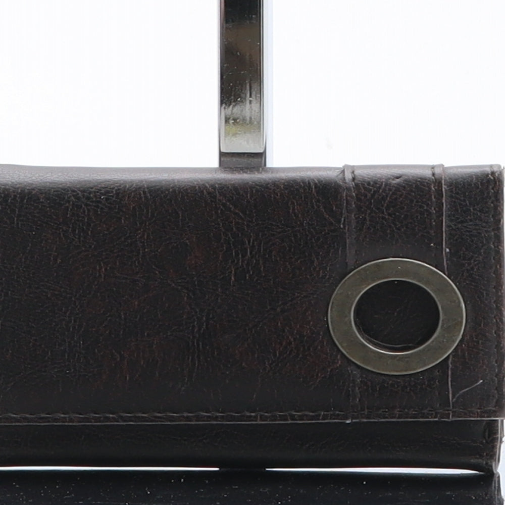 Preworn Womens Brown Leather Bow Tie Wallet Size S