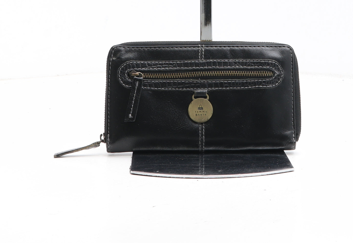 Tommy & Kate Womens Black Polyurethane Bow Tie Wallet Size M