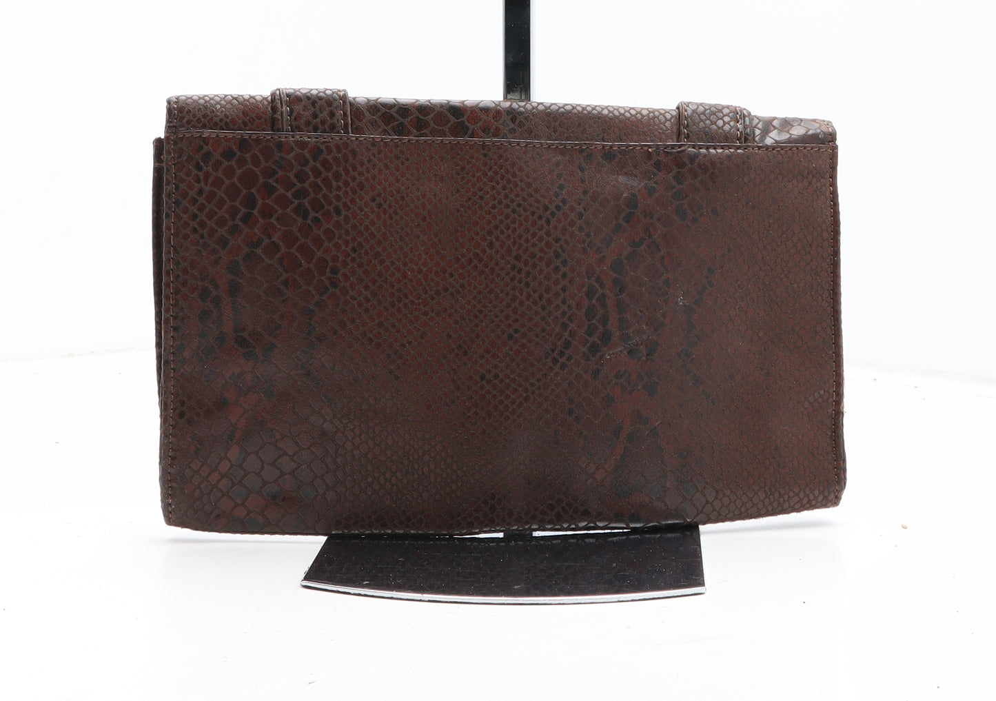 Accessorize Womens Brown Animal Print Polyurethane Clutch Size Medium - Snakeskin Pattern