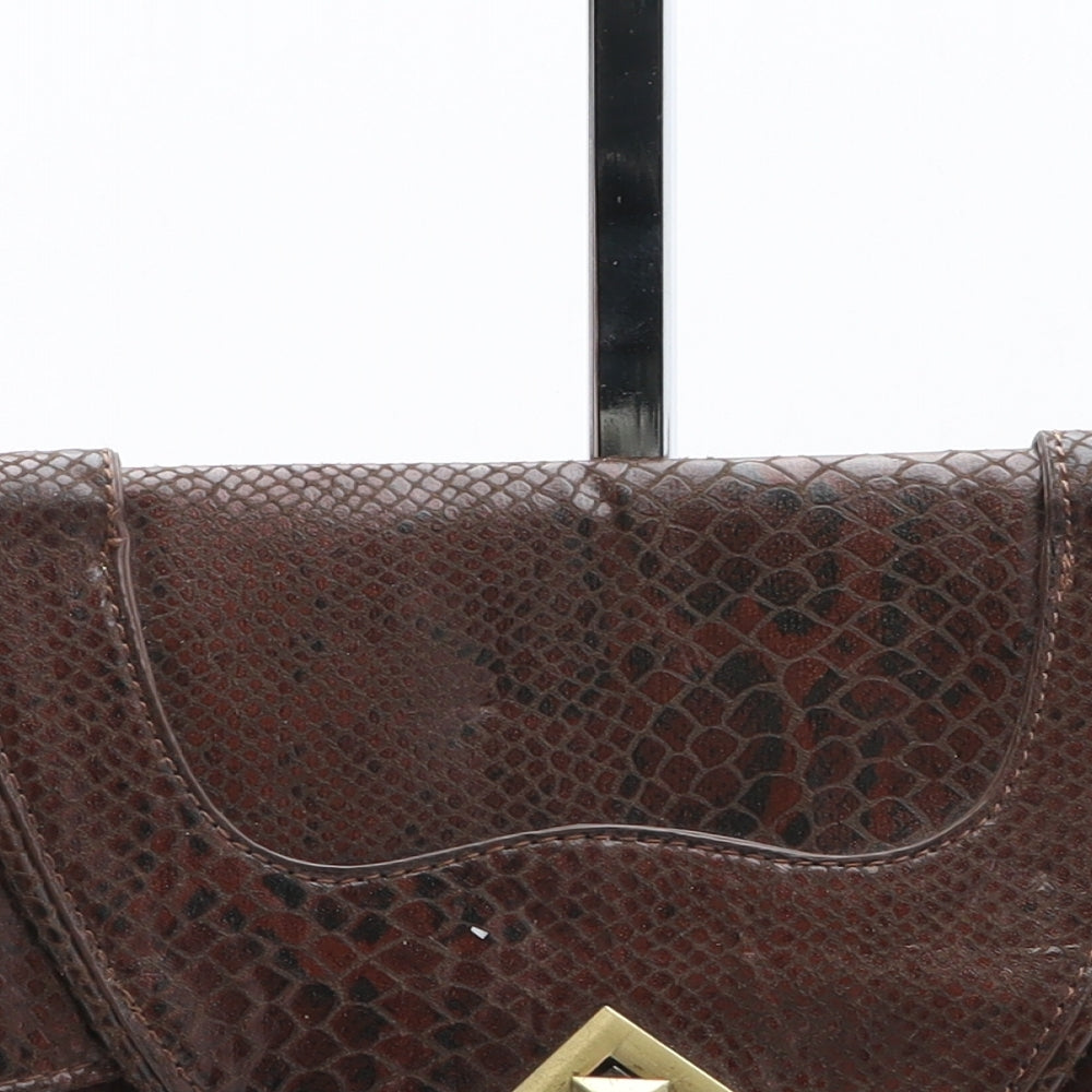 Accessorize Womens Brown Animal Print Polyurethane Clutch Size Medium - Snakeskin Pattern