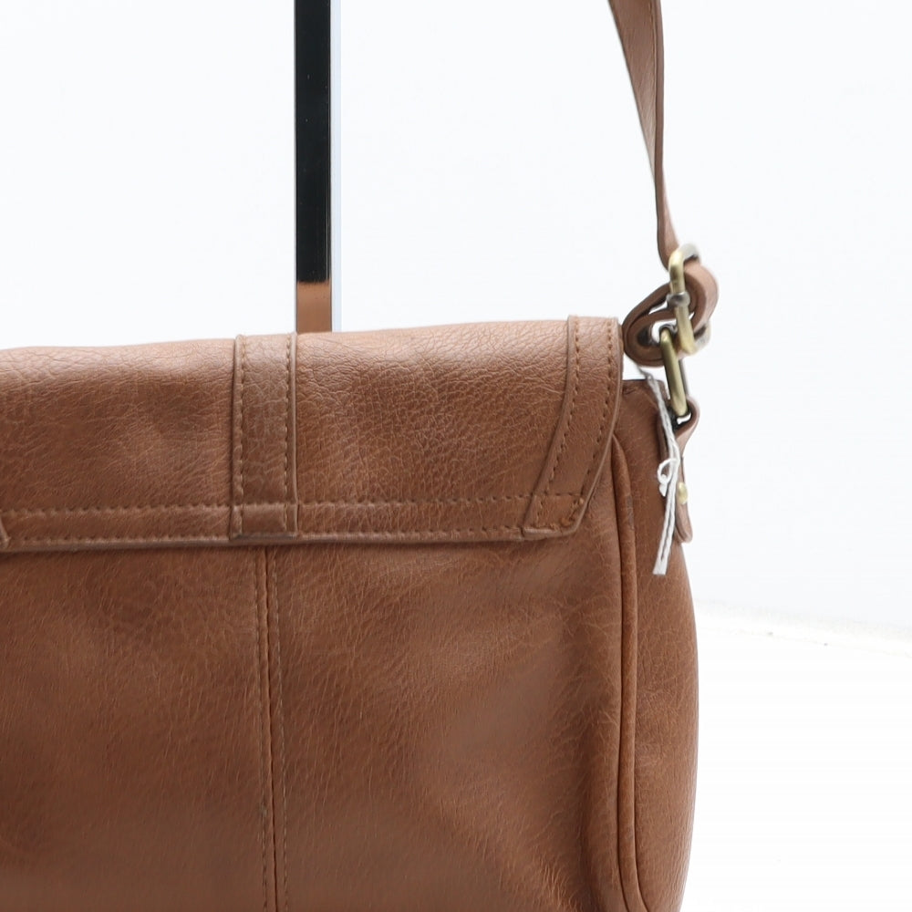 Accessorize Womens Brown Polyurethane Crossbody Size Small