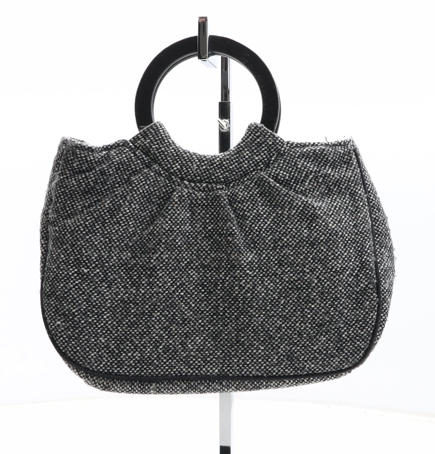 Preworn Womens Grey Polyester Top Handle Bag Size Small - Flower Detail