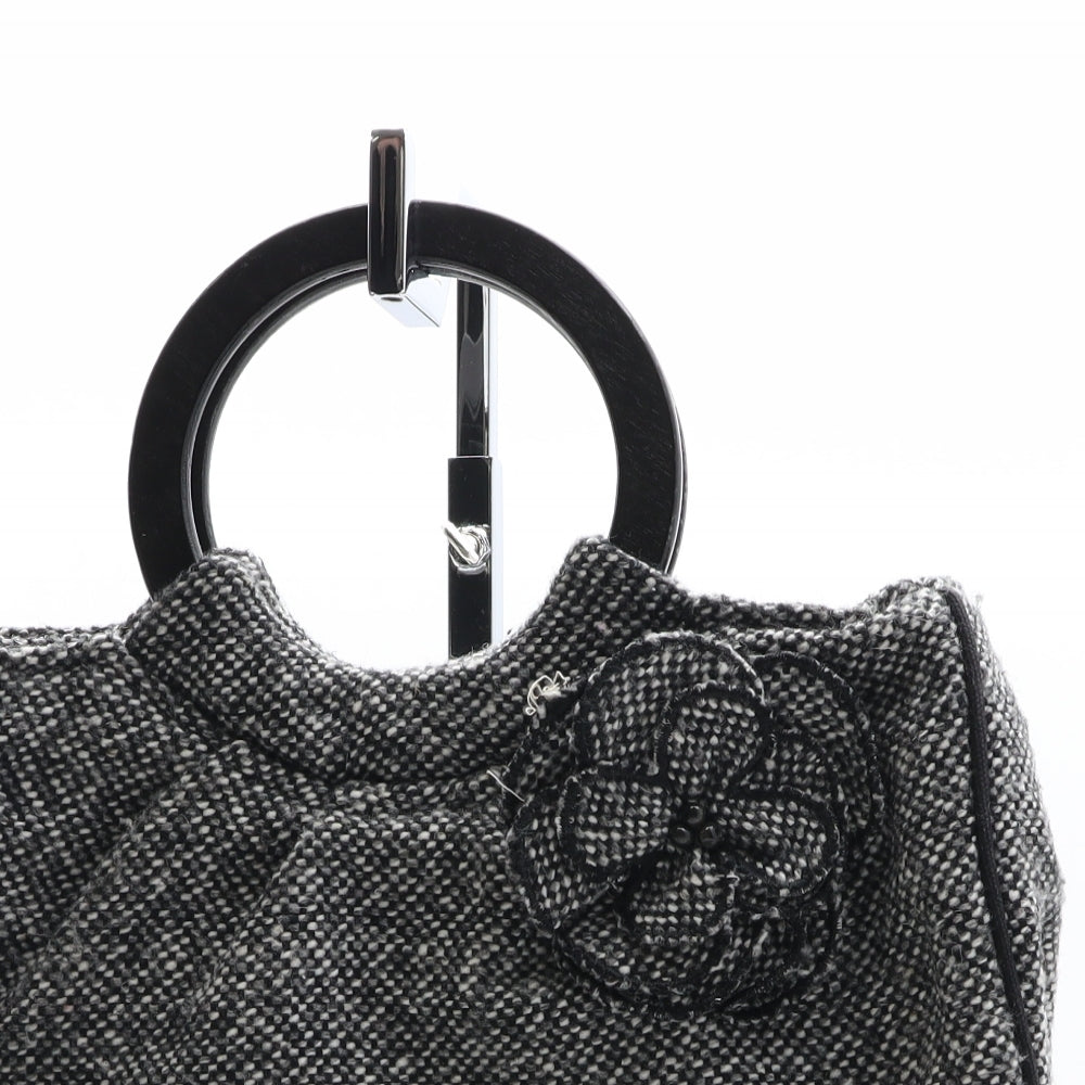 Preworn Womens Grey Polyester Top Handle Bag Size Small - Flower Detail