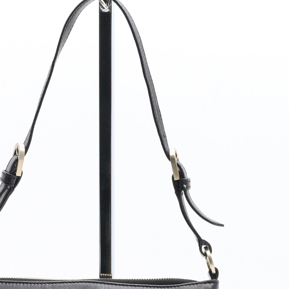 Preworn Womens Black Polyurethane Shoulder Bag Size Small