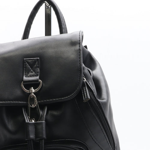 Preworn Womens Black Polyurethane Backpack Size Medium