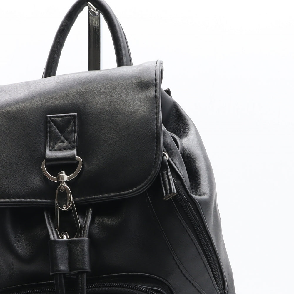 Preworn Womens Black Polyurethane Backpack Size Medium