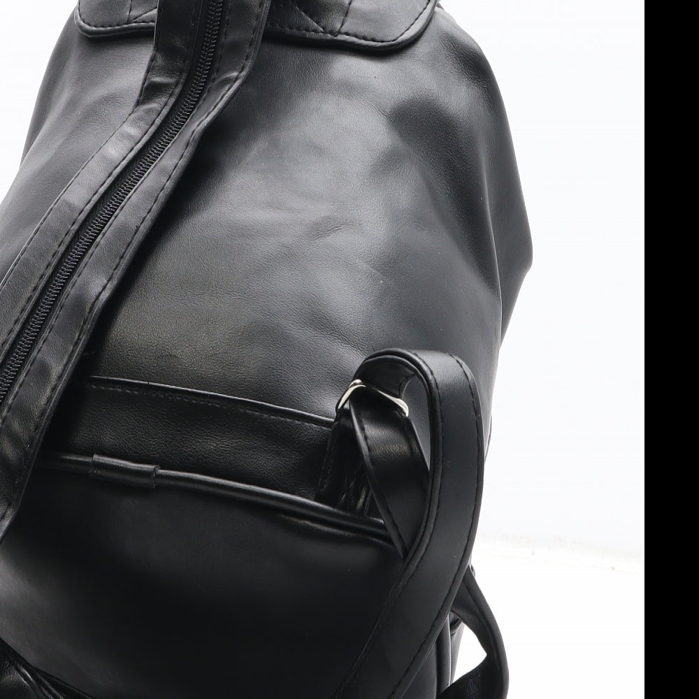 Preworn Womens Black Polyurethane Backpack Size Medium