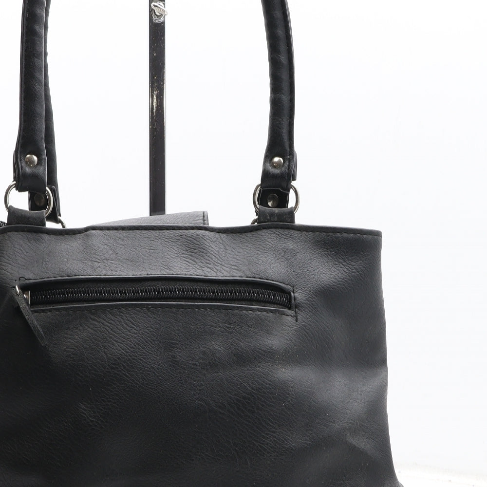 Preworn Womens Black Polyurethane Top Handle Bag Size Medium