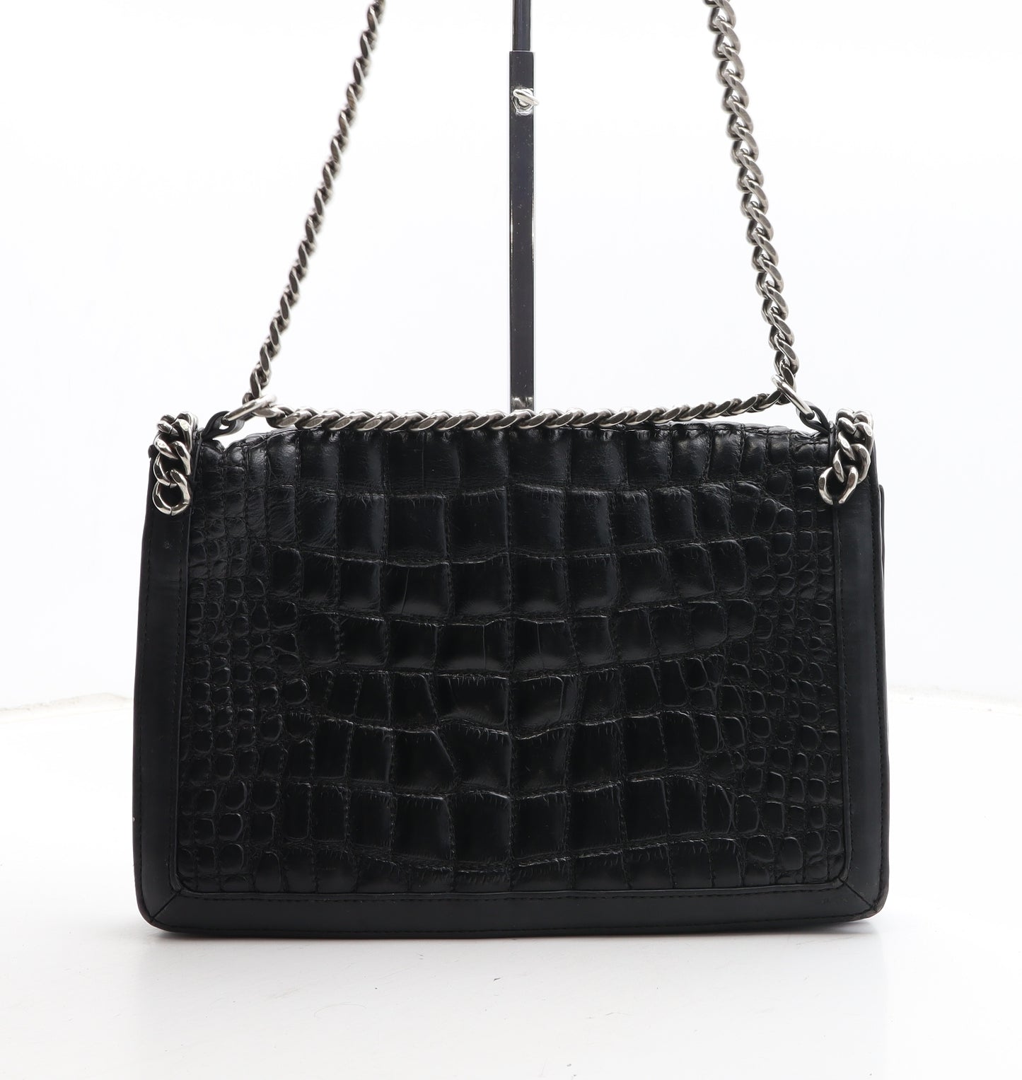 Zara Womens Black PVC Shoulder Bag Size Medium