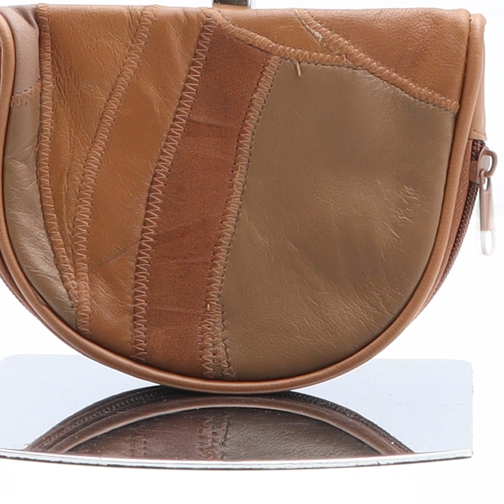 Preworn Womens Brown Colourblock Polyurethane Bow Tie Wallet Size S