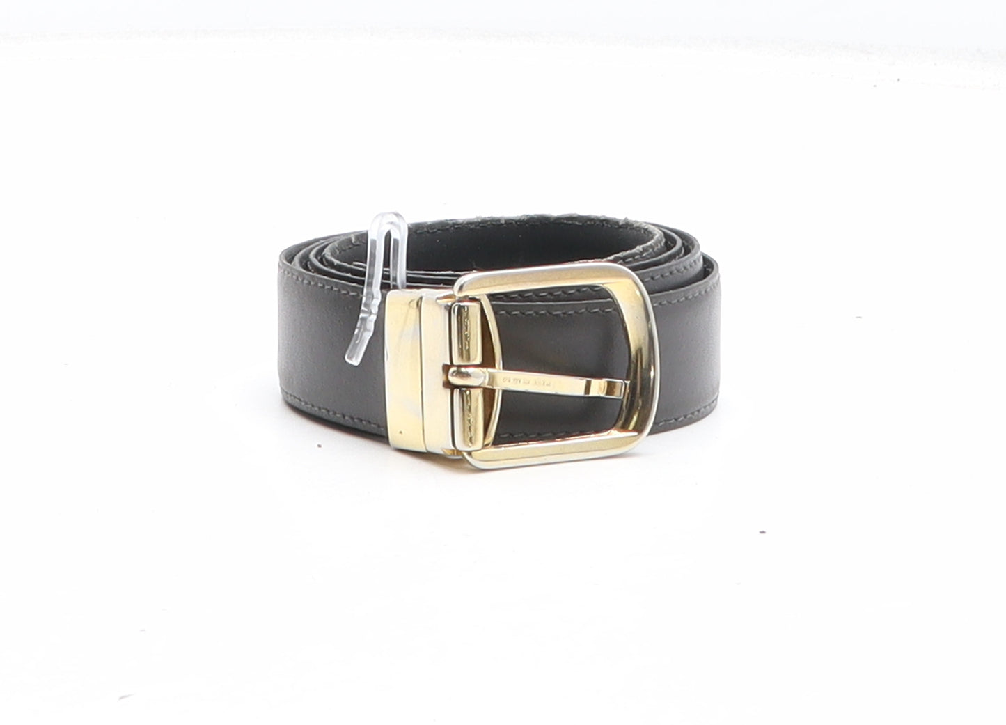 Preworn Womens Black Solid Leather Dress Belt Belt One Size