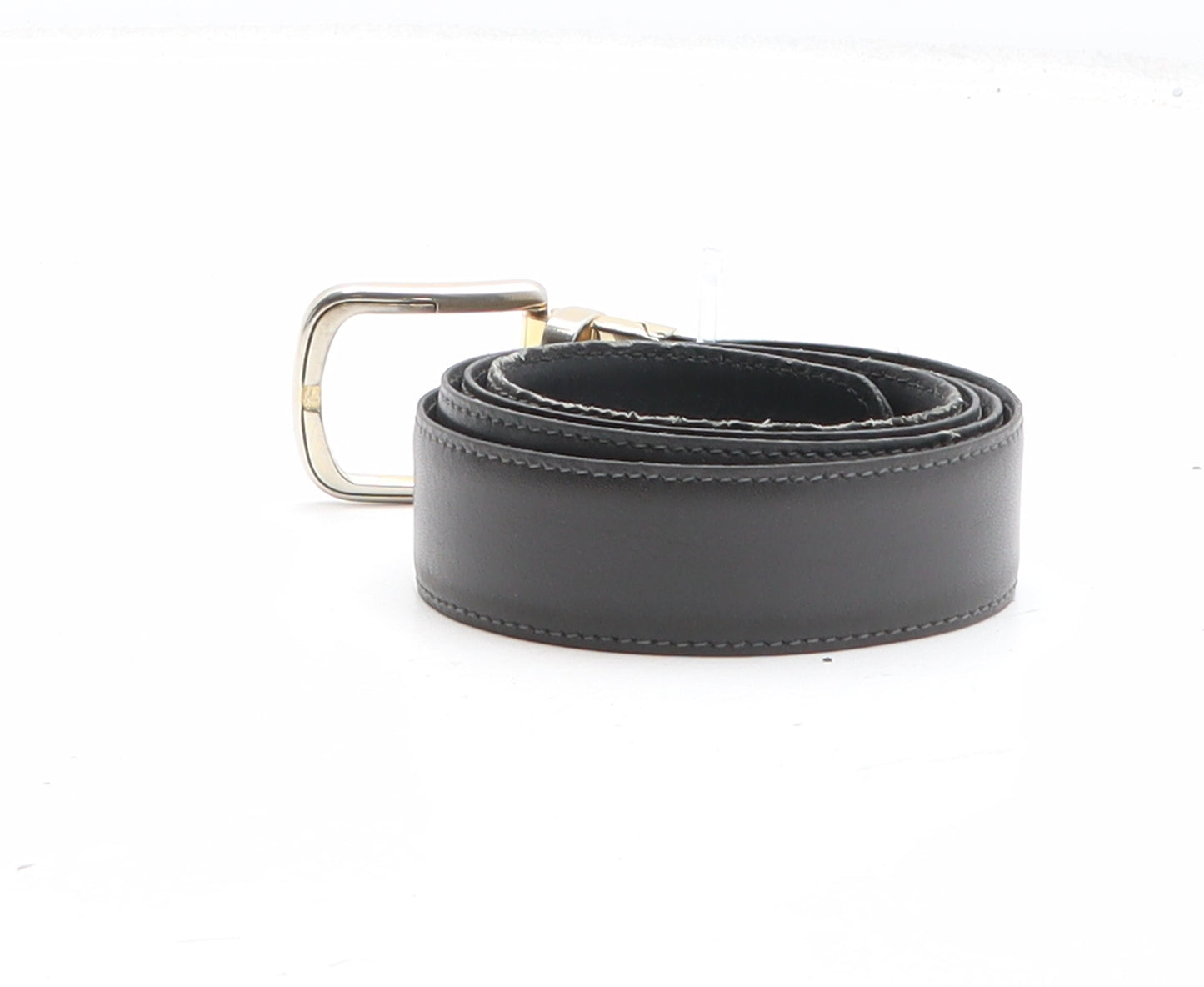 Preworn Womens Black Solid Leather Dress Belt Belt One Size