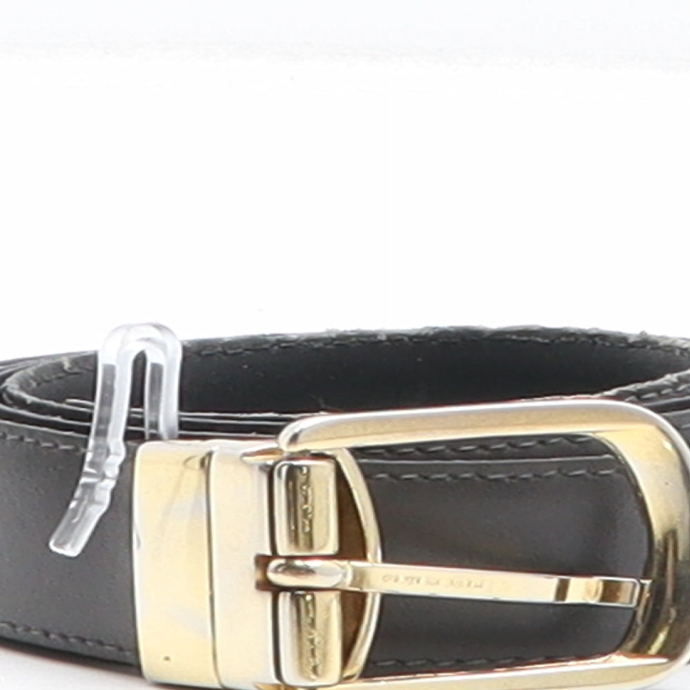 Preworn Womens Black Solid Leather Dress Belt Belt One Size