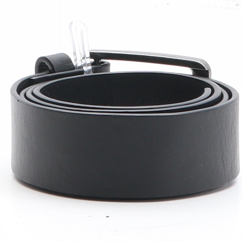 Preworn Womens Black Solid Leather Basic Belt Belt Size 32