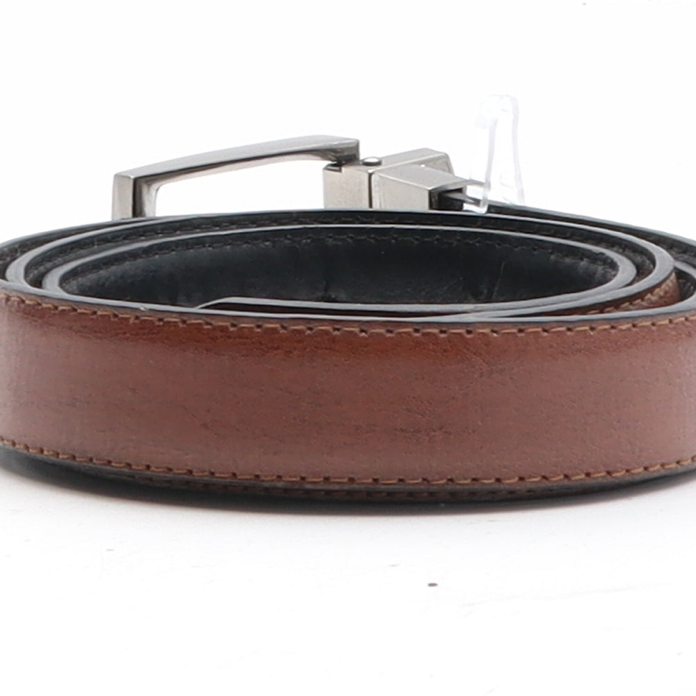 Preworn Womens Brown Solid Leather Basic Belt Belt One Size