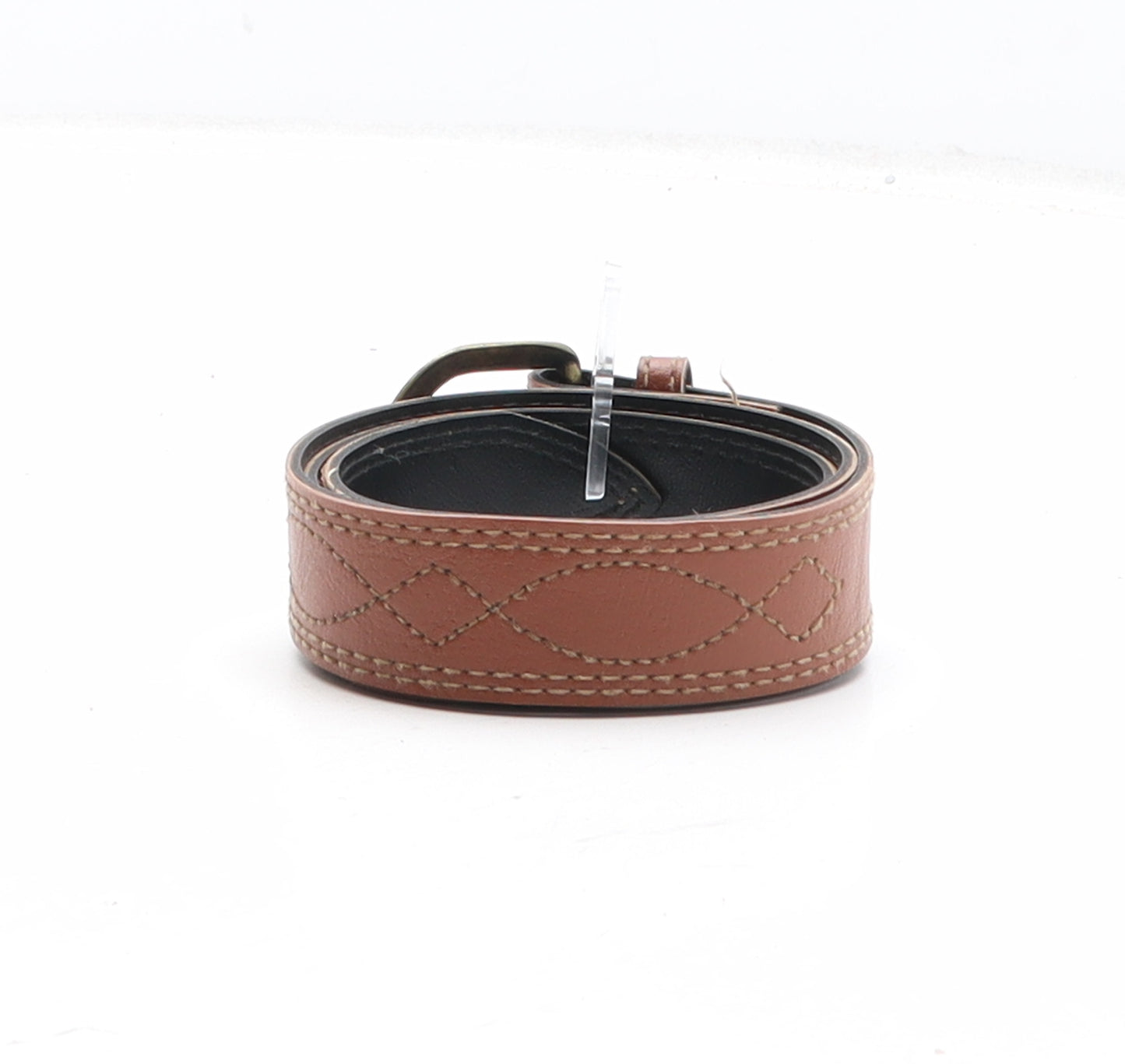 Preworn Womens Brown Solid Polyurethane Basic Belt Belt One Size
