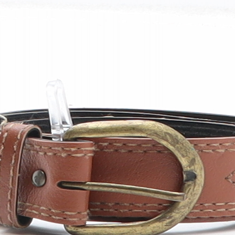 Preworn Womens Brown Solid Polyurethane Basic Belt Belt One Size