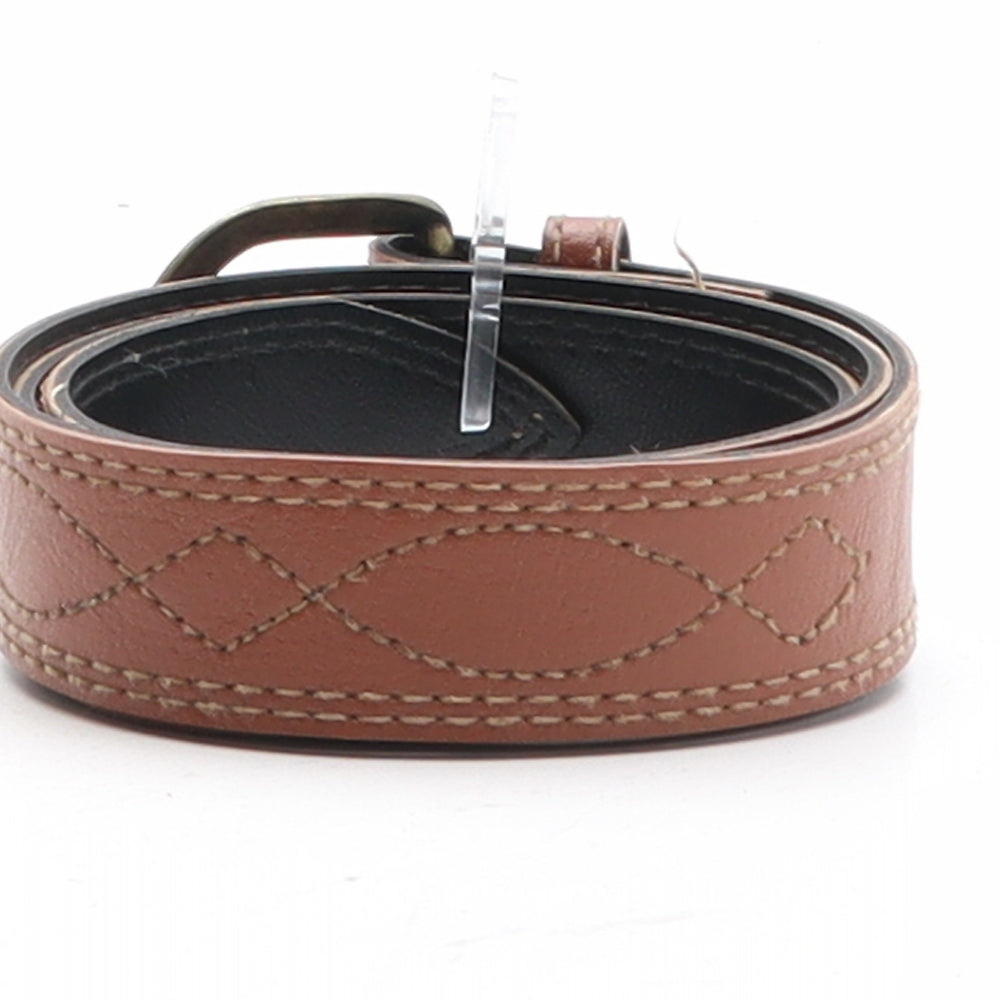 Preworn Womens Brown Solid Polyurethane Basic Belt Belt One Size