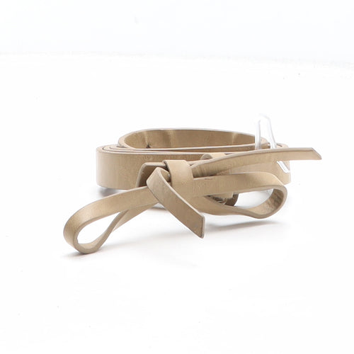 Preworn Womens Beige Solid Polyurethane Dress Belt Belt One Size