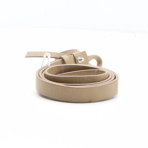 Preworn Womens Beige Solid Polyurethane Dress Belt Belt One Size