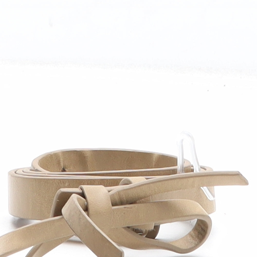Preworn Womens Beige Solid Polyurethane Dress Belt Belt One Size