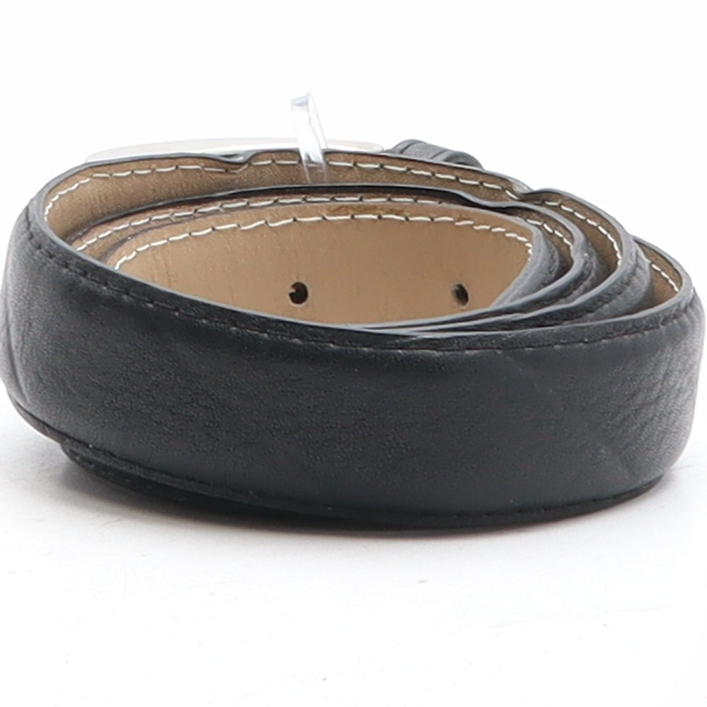 Preworn Womens Black Solid Leather Basic Belt Belt One Size