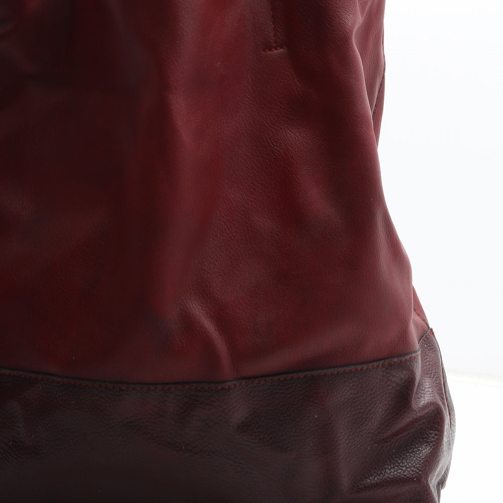 Preworn Womens Red Colorblock Polyurethane Top Handle Bag Size Medium