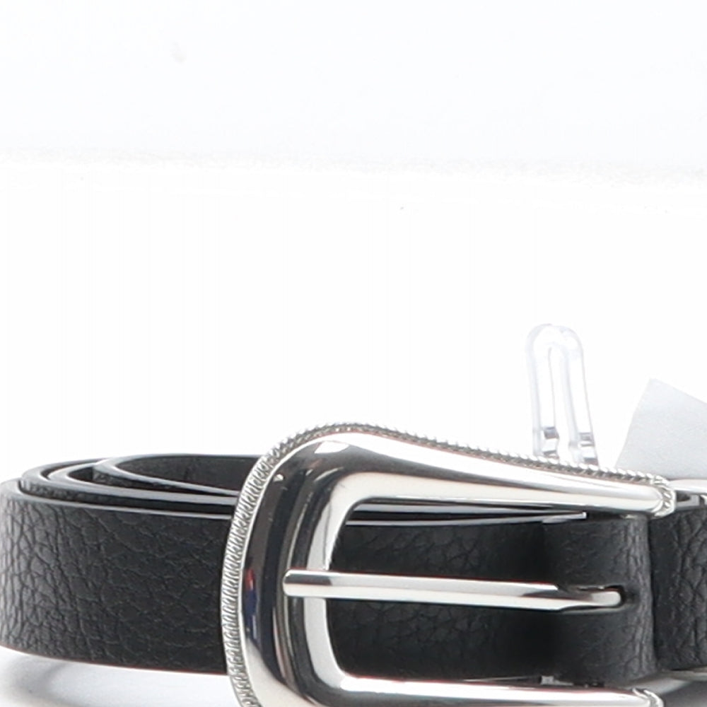 F&F Womens Black Solid Polyurethane Western Belt Belt Size 16