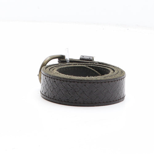 Preworn Mens Brown Geometric Leather Dress Belt Belt Size 34
