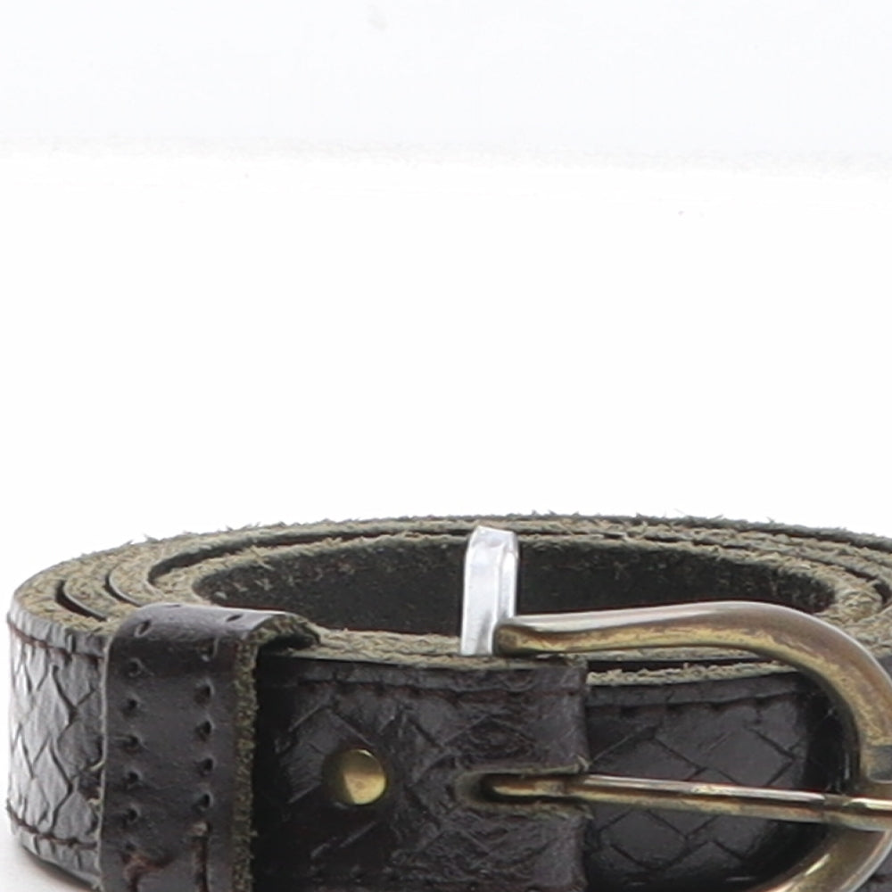 Preworn Mens Brown Geometric Leather Dress Belt Belt Size 34