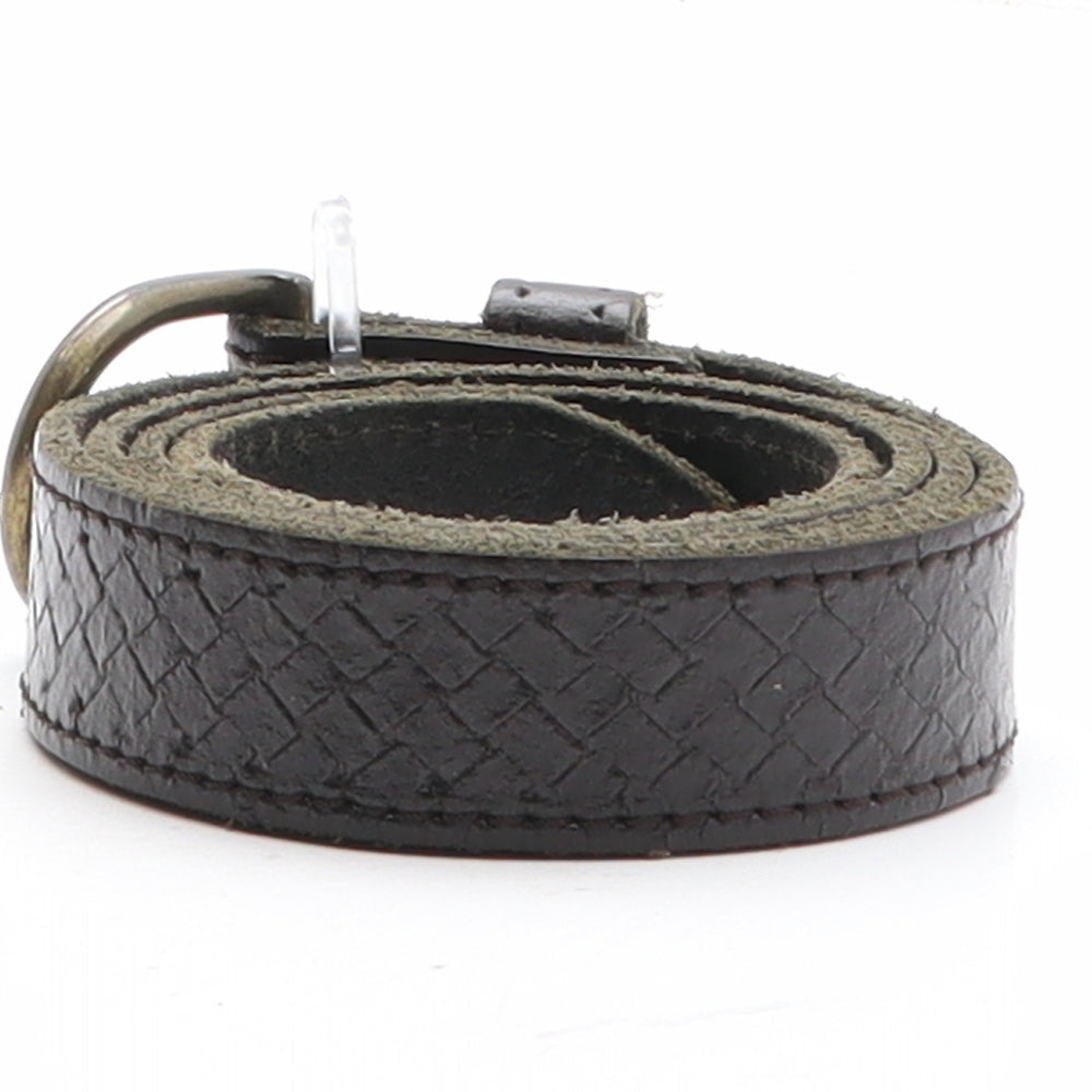 Preworn Mens Brown Geometric Leather Dress Belt Belt Size 34