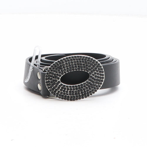 Preworn Womens Black Solid Polyurethane Dress Belt Belt One Size